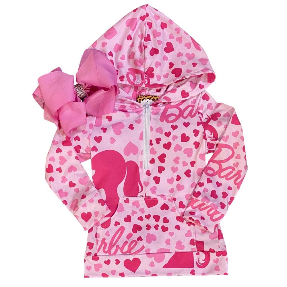 NEW AIER WHOLESALE girl's barbie lover's heart hoodie pullover in dream pink